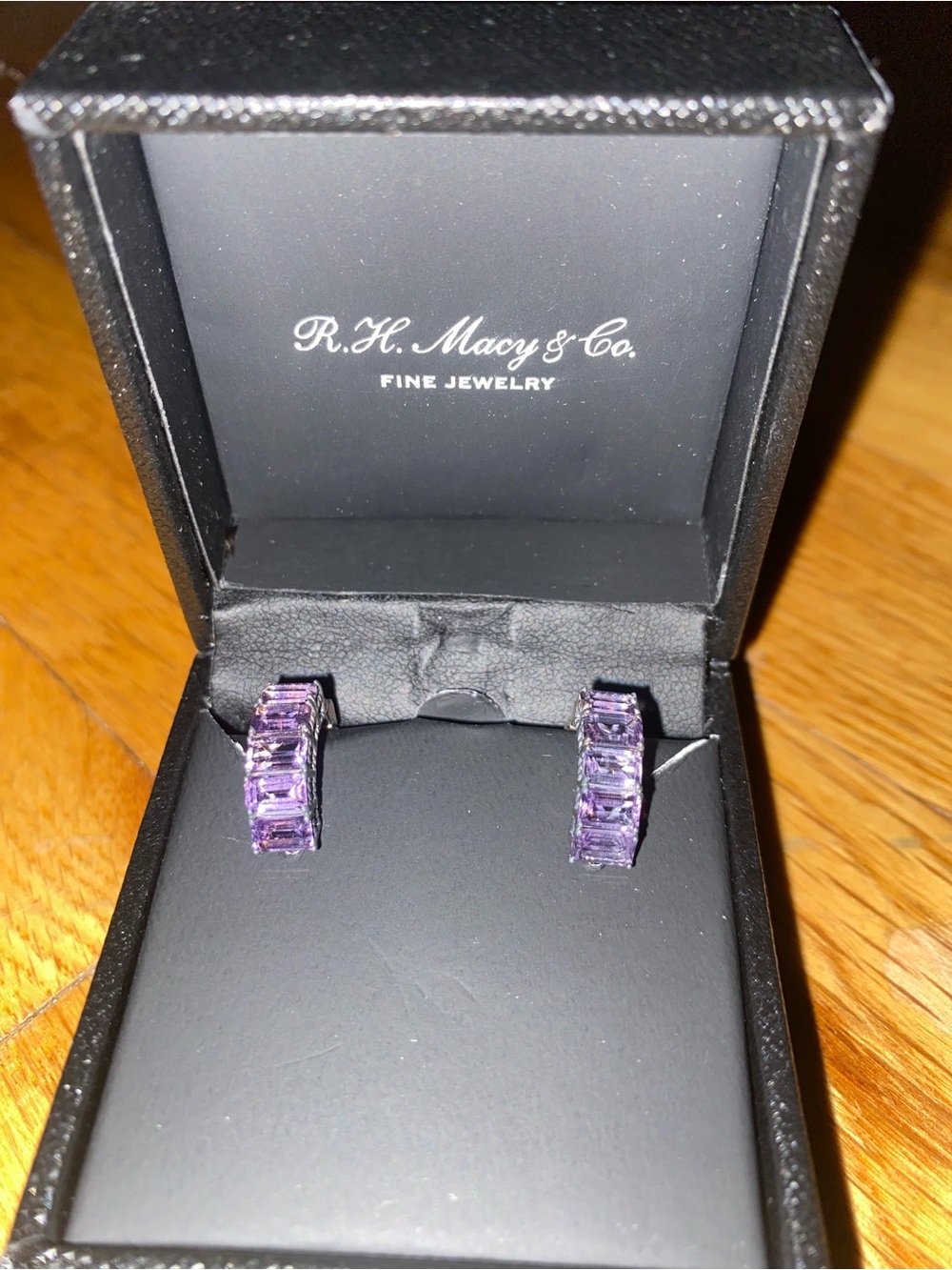 Purple Gemstone Huggie Earrings
